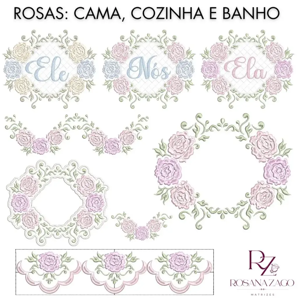 ROSAS: CAMA, MESA E BANHO