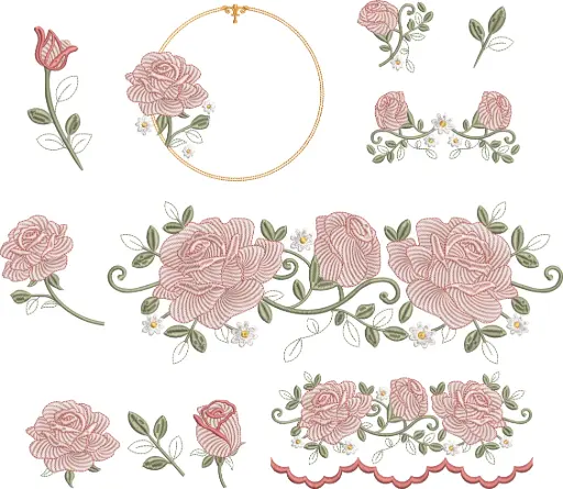 Rosas Delicadas – Bordado Floral