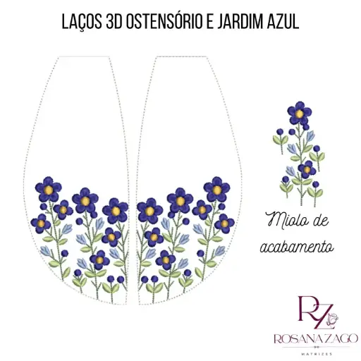 LAÇO 3D FLORES AZUIS