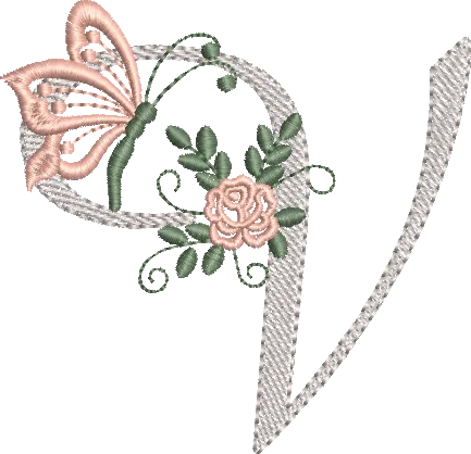 Alfabeto Delicado com Borboleta V