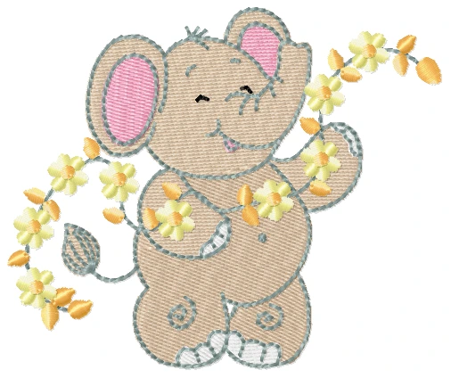 [MT-G313] [ANIMAIS]Elefante florzinha 2